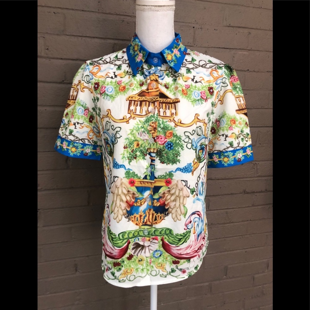 Vintage Liang Dian Yi Zu print blouse M-L